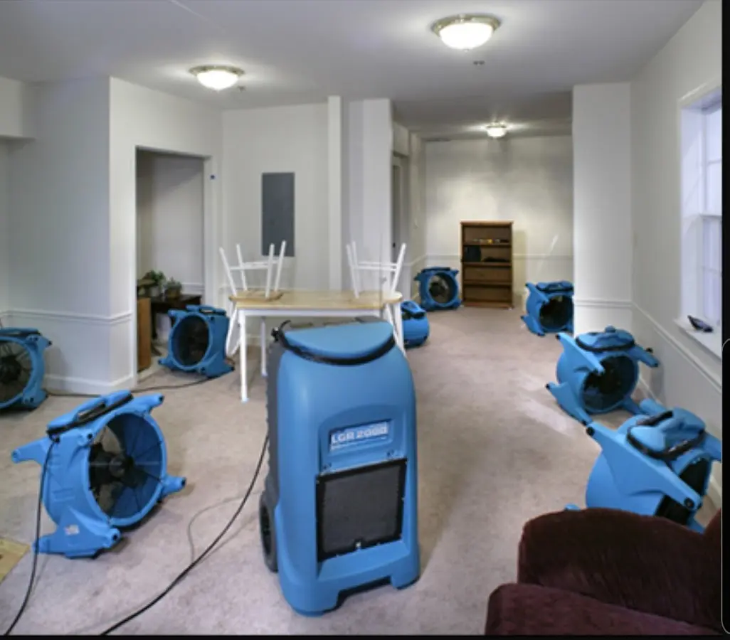 Air movers and dehumidifier setup for Water Extraction & Removal in Mila Doce